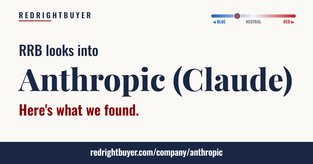 Is Anthropic (Claude) conservative or liberal? RedRightBuyer editorial rating.