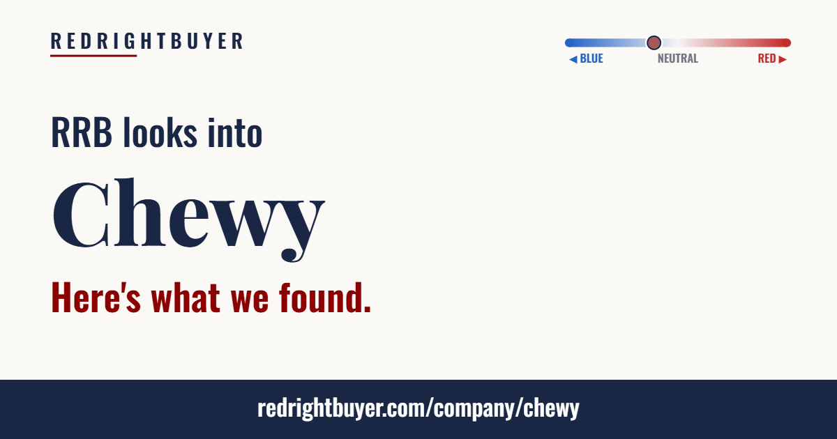 Is Chewy conservative or liberal? RedRightBuyer editorial rating.