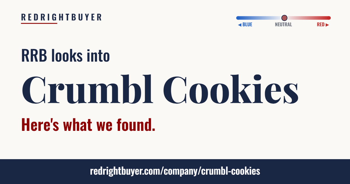 Is Crumbl Cookies conservative or liberal? RedRightBuyer editorial rating.