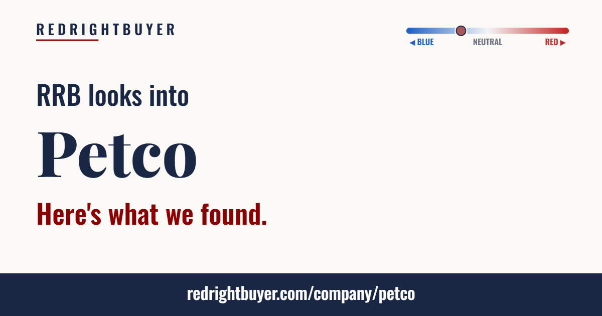 Is Petco conservative or liberal? RedRightBuyer editorial rating.