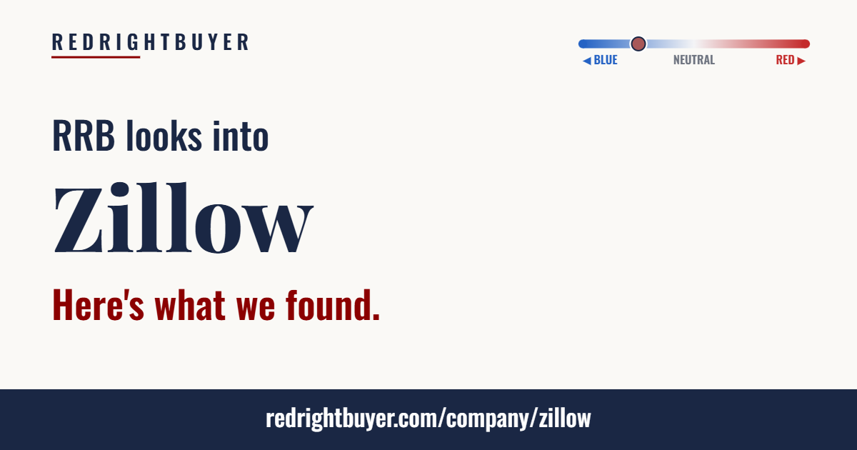 Is Zillow conservative or liberal? RedRightBuyer editorial rating.